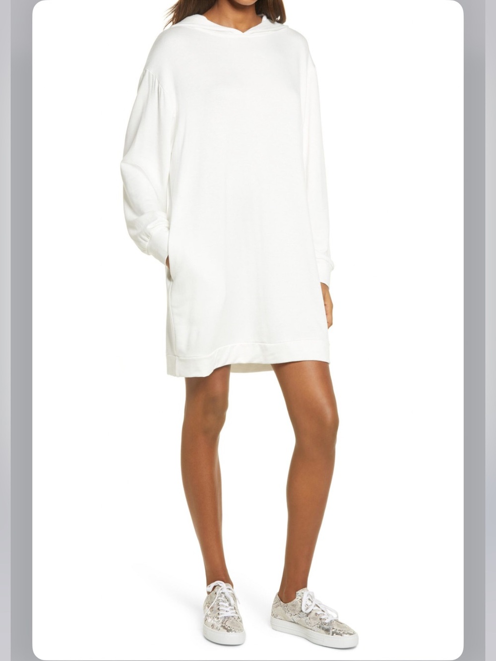 Fraiche by J Long Sleeve Hoodie Dress *WHITE*